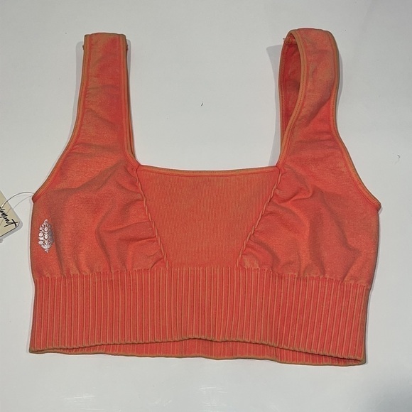 Free People orange Poppy Square Neck Sports Bra SPF 30 UV protection size M/L - Picture 3 of 10
